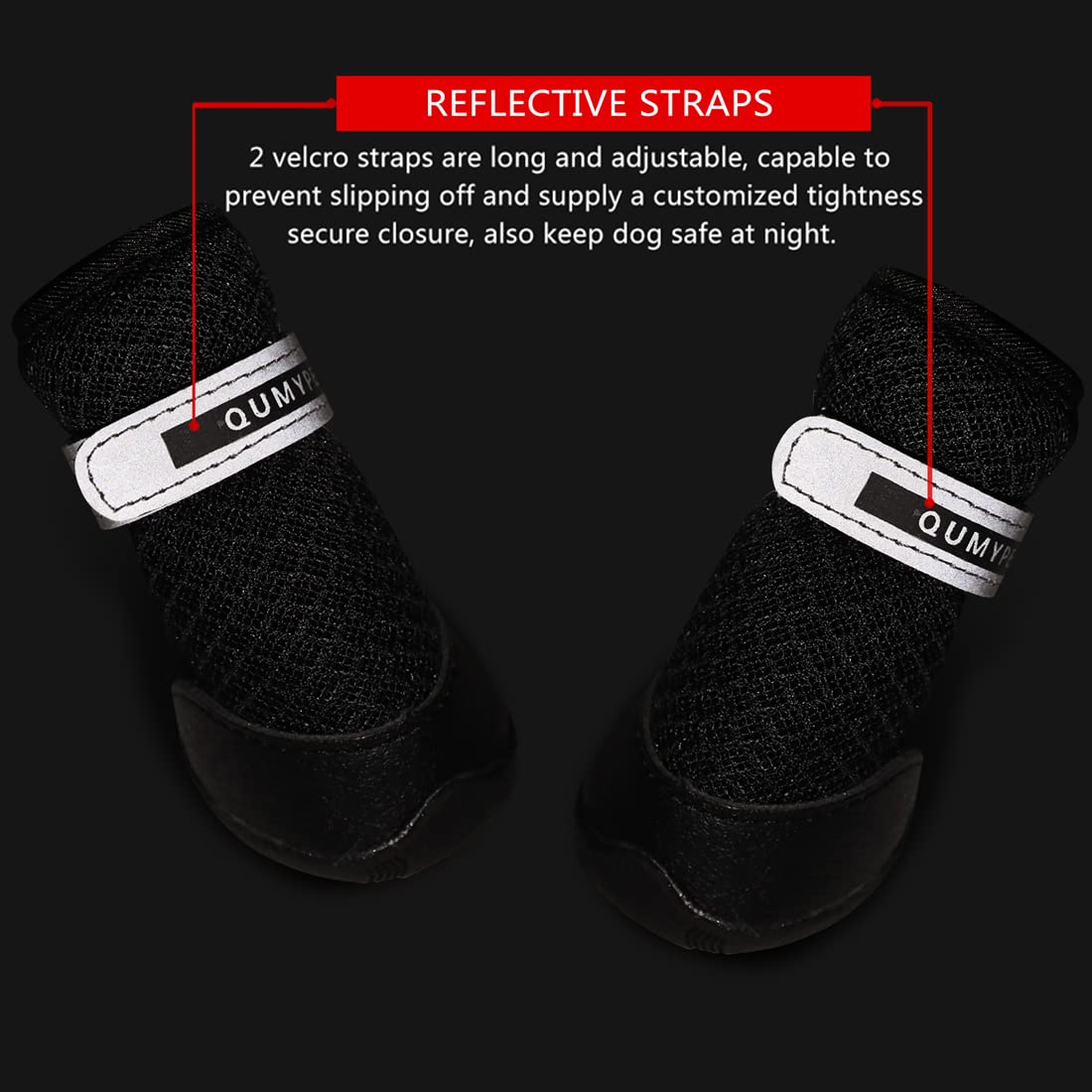 QUMY 4PCS Dog Shoes for Small Dogs, Hot Pavement Summer Puppy Dog Boots & Paw Protectors with Soft Anti-Slip Rubber Sole, Mesh B